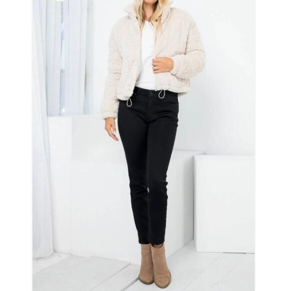 STOOSH by 26 International Women's Knit Textured Faux Fur Cord Puffer Jacket M - Picture 5 of 13